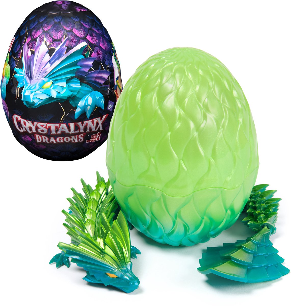 Crystalynx dragons, 32 cm posable dragon figure with surprise egg, fidget toy for home offices and desk decoration (styles may vary)