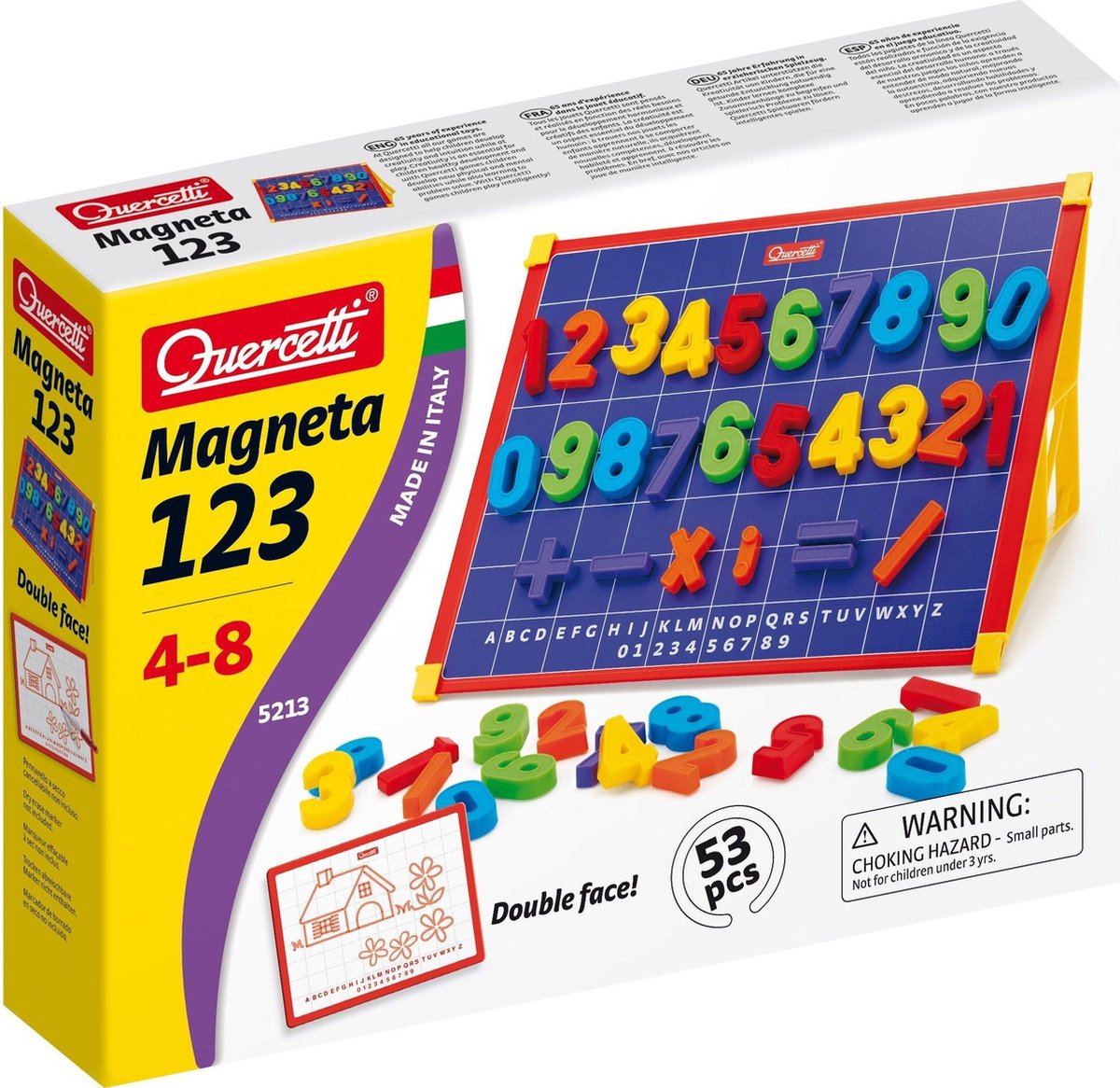 Quercetti magnetic board incl. number magnets, 53 pcs.