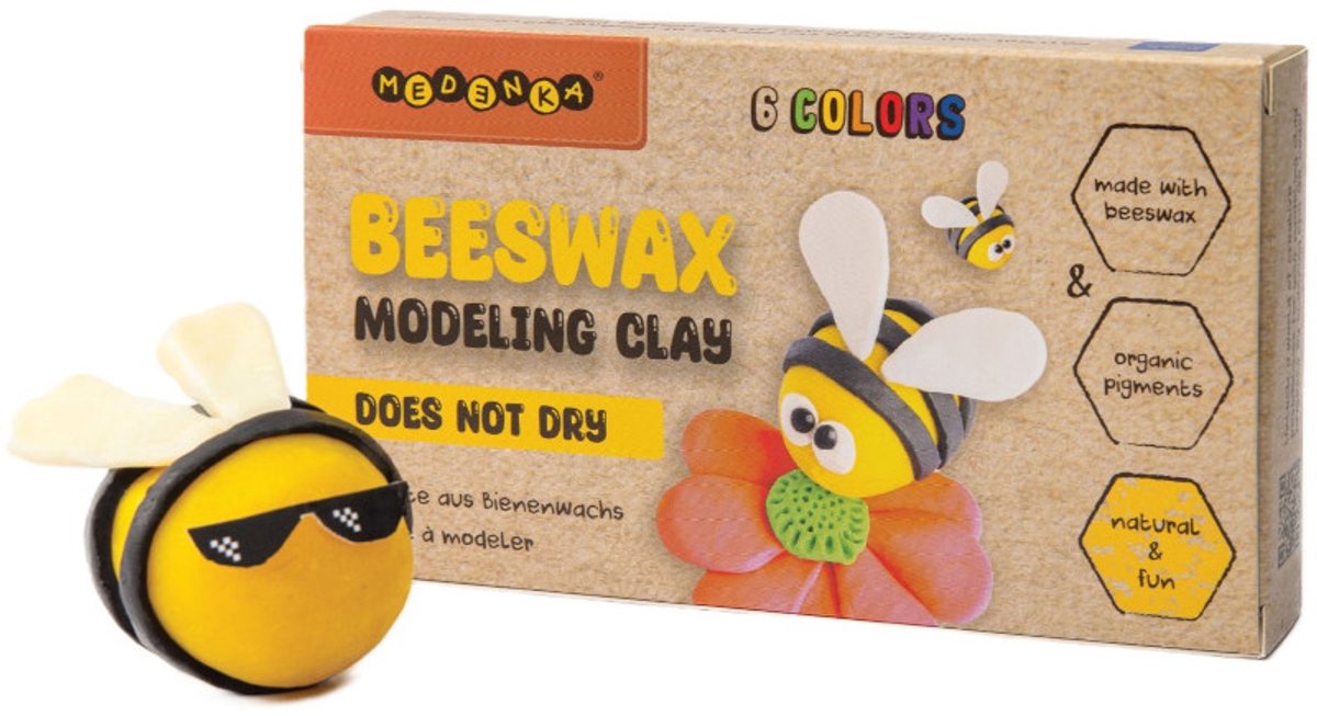 Medenka ® beeswax modeling clay – 240g - natural environmentally friendly clay - soft and reusable play clay for creative play - handmade from pure beeswax