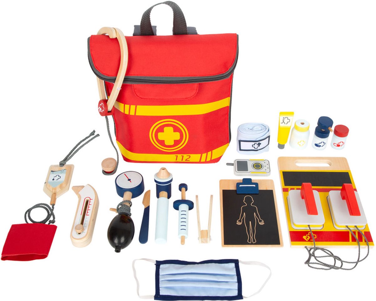 Small foot first aid doctor backpack play set - 25-piece - realistic medical role play - from 3 years