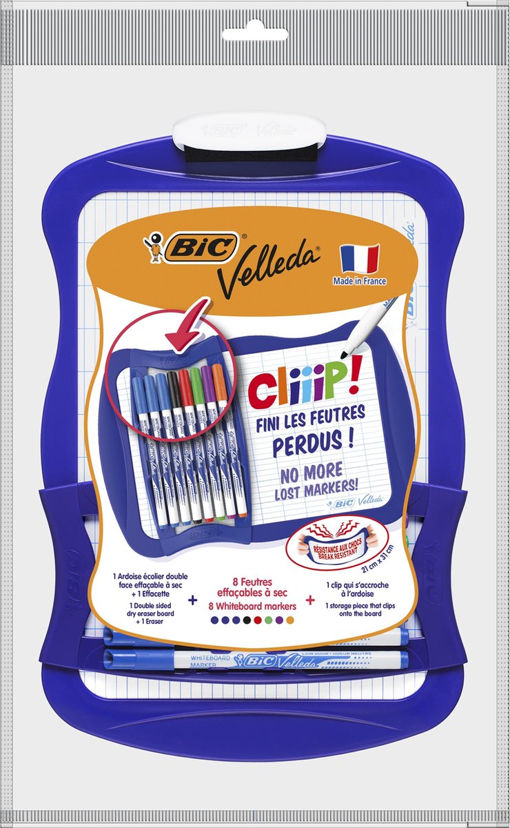 Bic velleda whiteboard with 8 markers