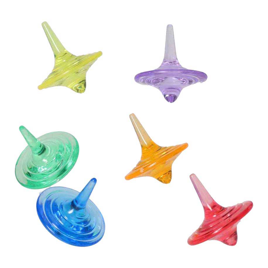 Coloured transparent spinning tops, 26 pieces
