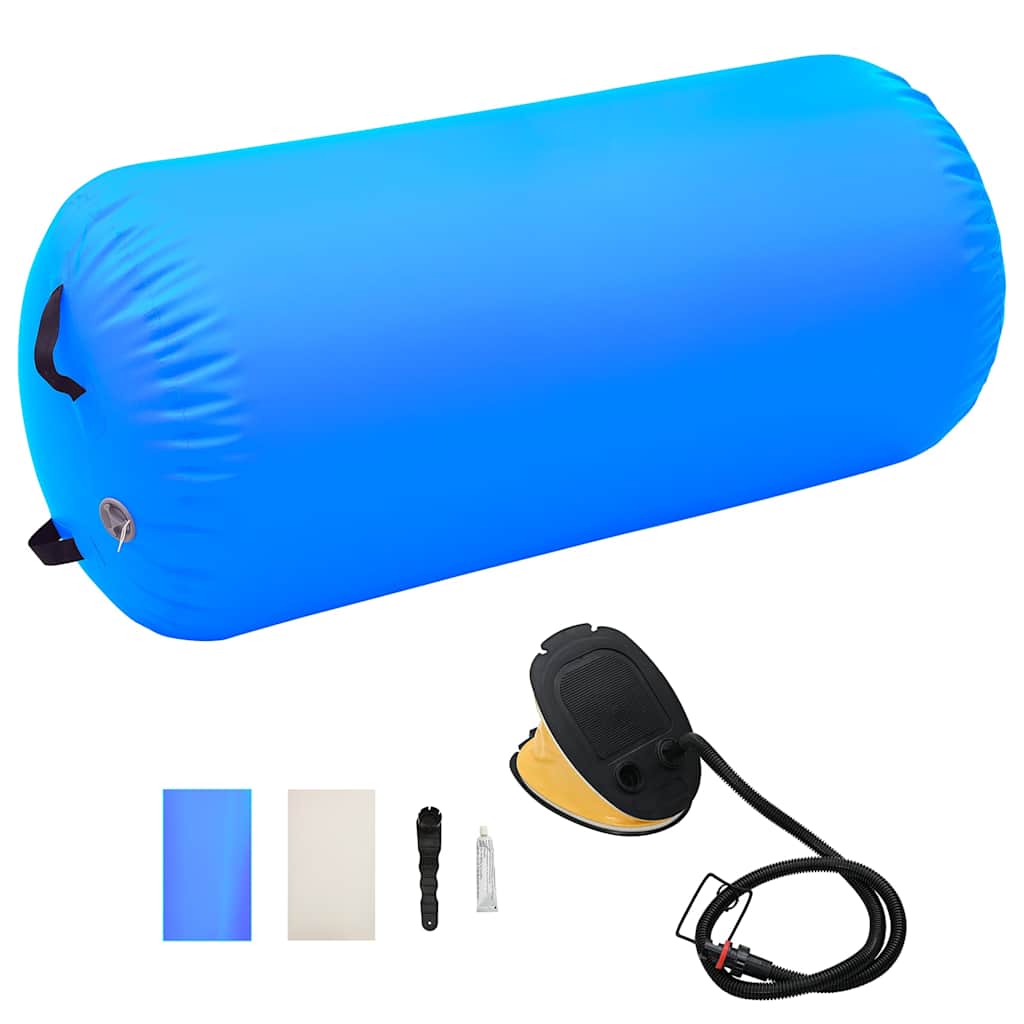 Vidaxl Inflatable Gymnastics Roller with Pump 120x75 cm PVC Blue