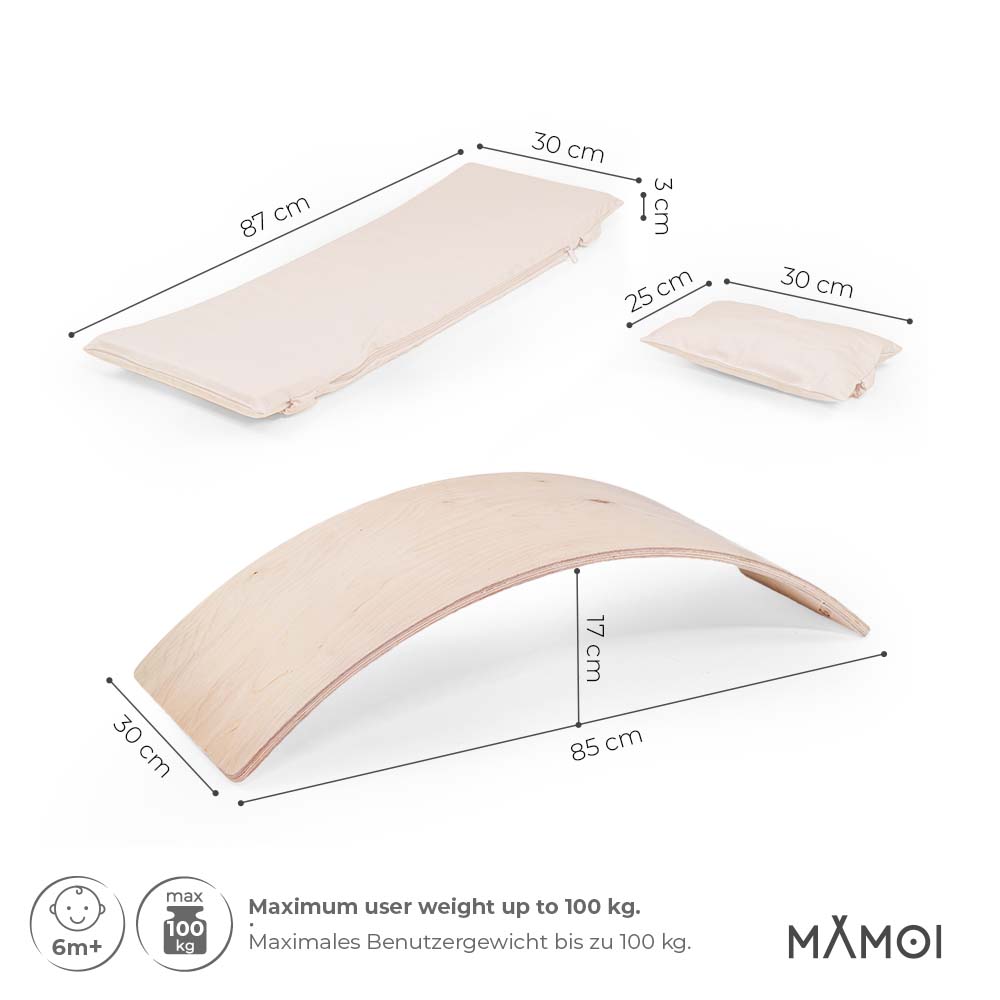 MAMOI® Wooden balance board for kids, Rocker seesaw, Baby balancing games, Toddler balance game, Wobble board, Play equipment for children, montessori sensory toys