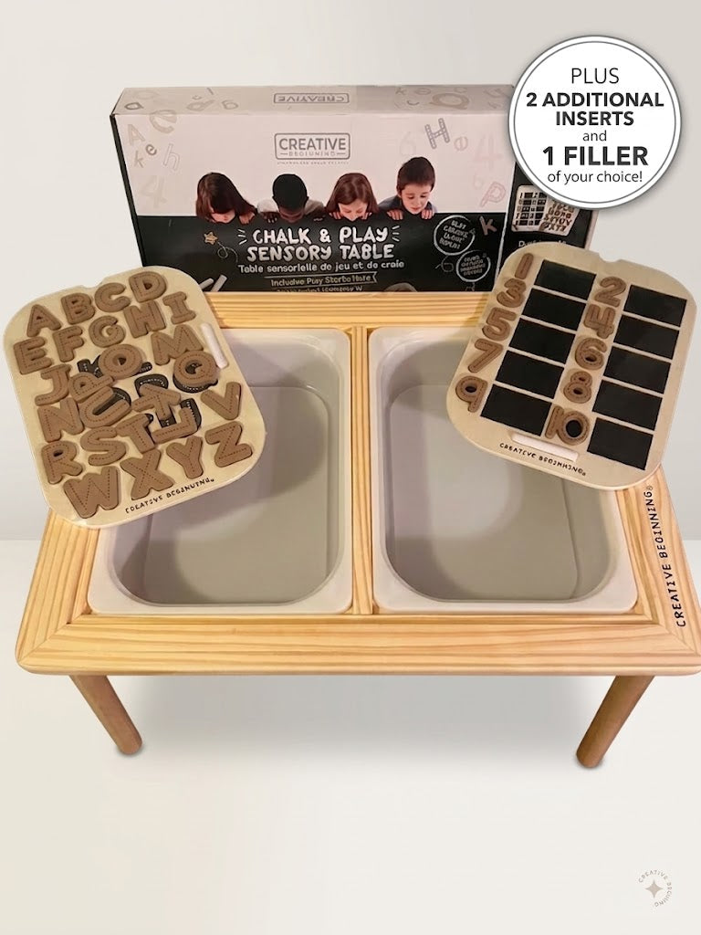 🌈 COMPLETE SENSORY SET - Chalk & Play Sensory Table + 2 Adventures + 2 Sensory Filler