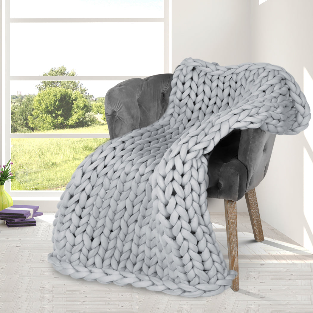 NNEIDS Dreamz Knitted Weighted Blanket Chunky Grey Kids