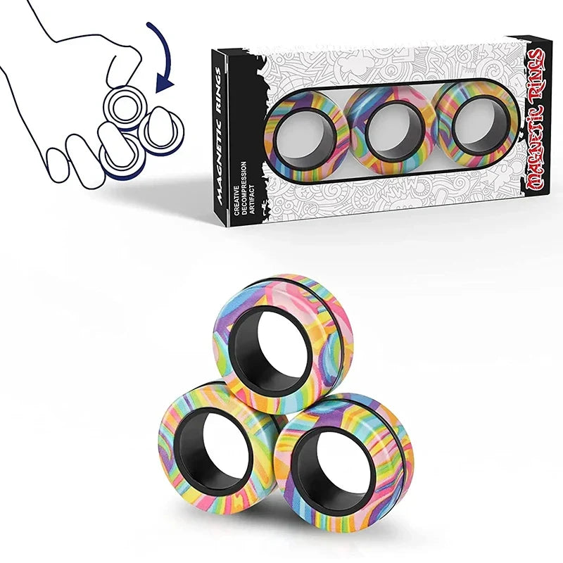 Magnetic Fidget Rings Toy Set 3PCS for All Ages