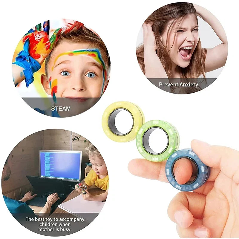 Magnetic Fidget Rings Toy Set 3PCS for All Ages