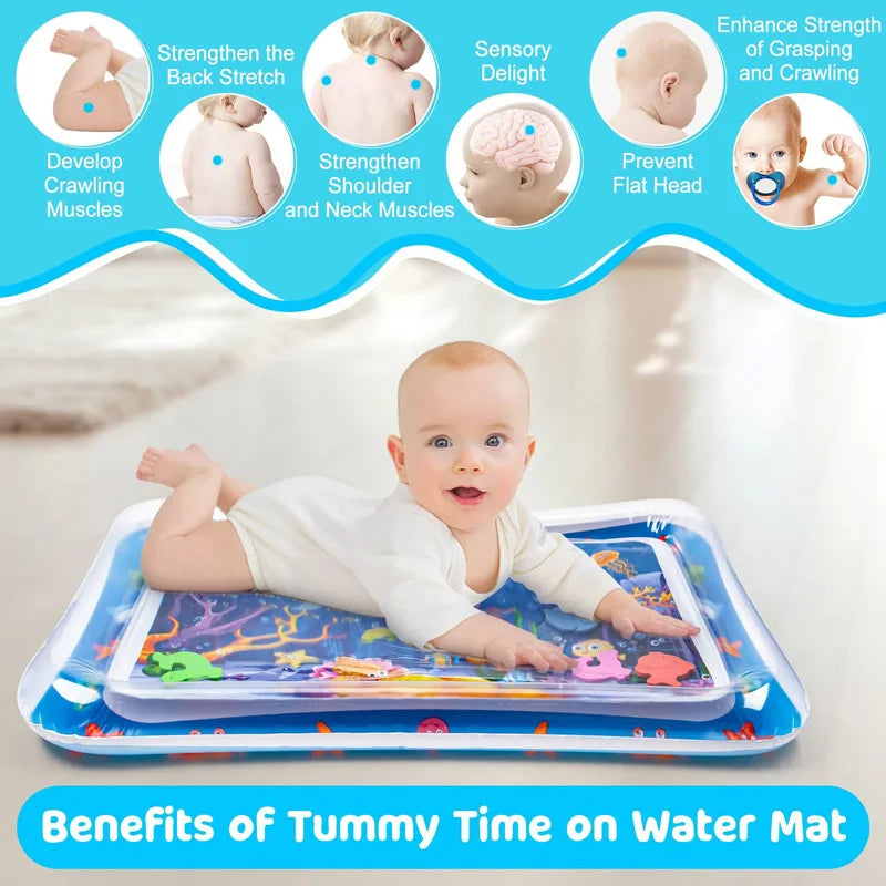 Inflatable play mat with water