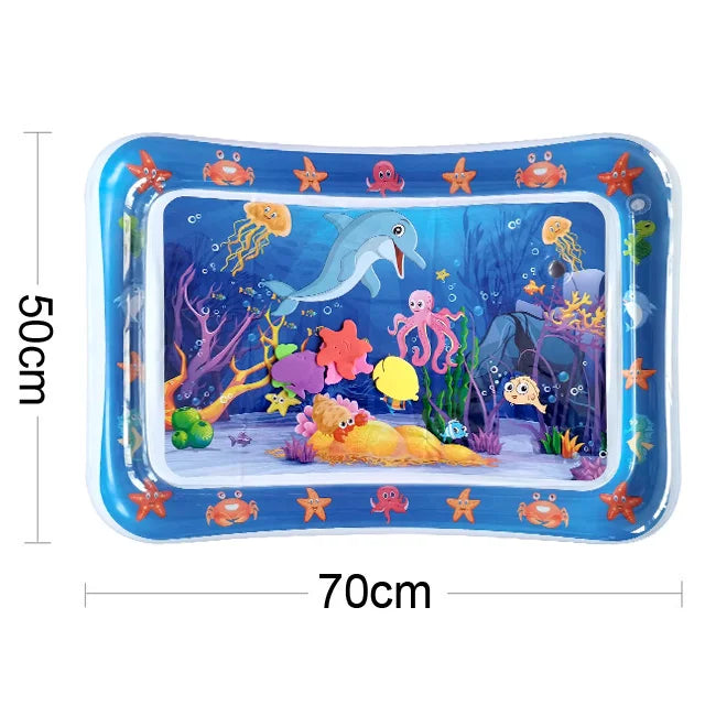Inflatable play mat with water