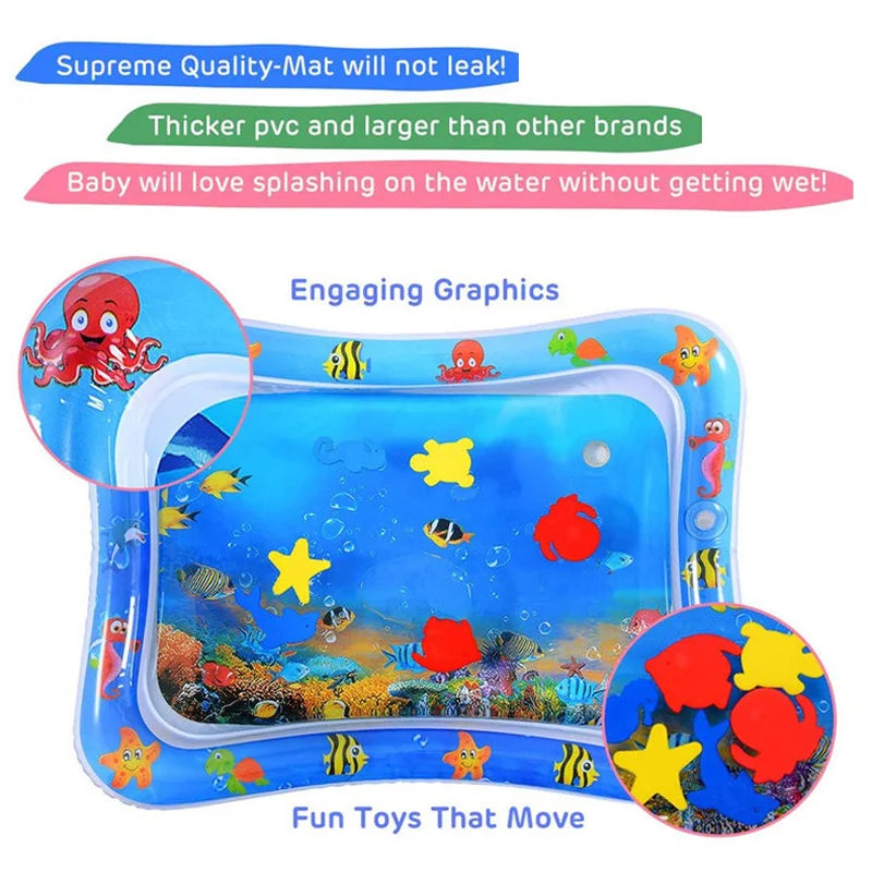 Inflatable play mat with water