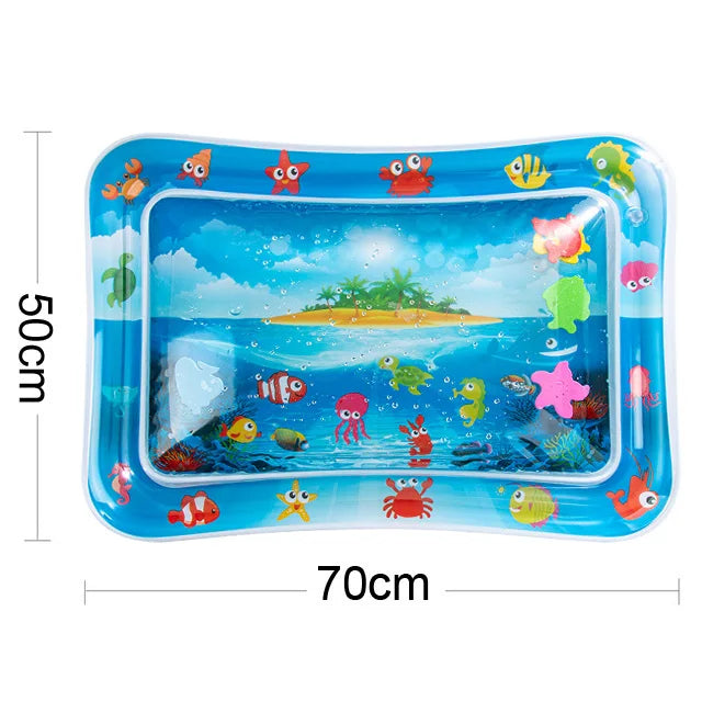 Inflatable play mat with water