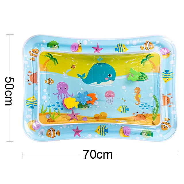 Inflatable play mat with water