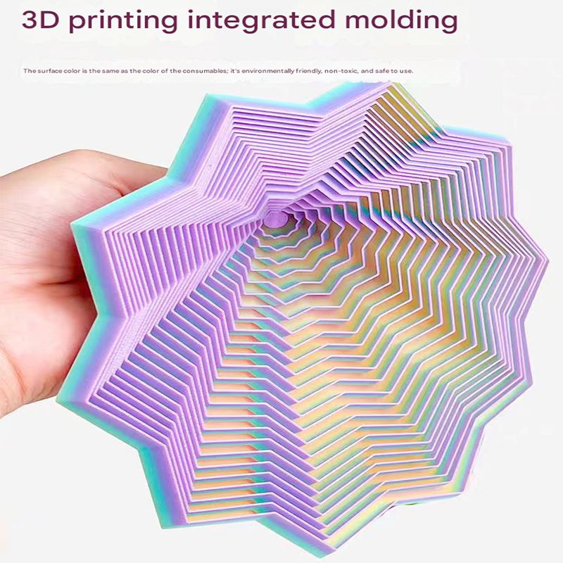 2-Pcs Laser Green Smart 3D Printed Fidget Toy - Hexagonal Illusion Folding Desk Toy for Stress Relief & Focus
