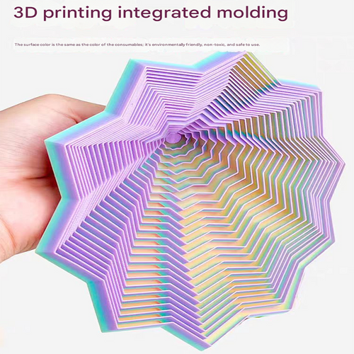 2-Pcs Laser Red Smart 3D Printed Fidget Toy - Hexagonal Illusion Folding Desk Toy for Stress Relief & Focus
