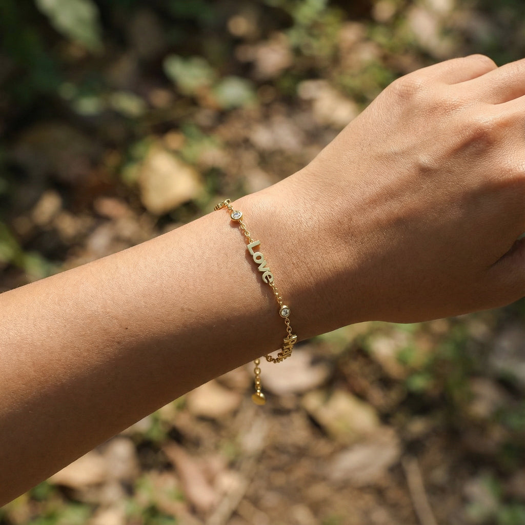 Linked by Love – Name Bracelet with Emotional Spark