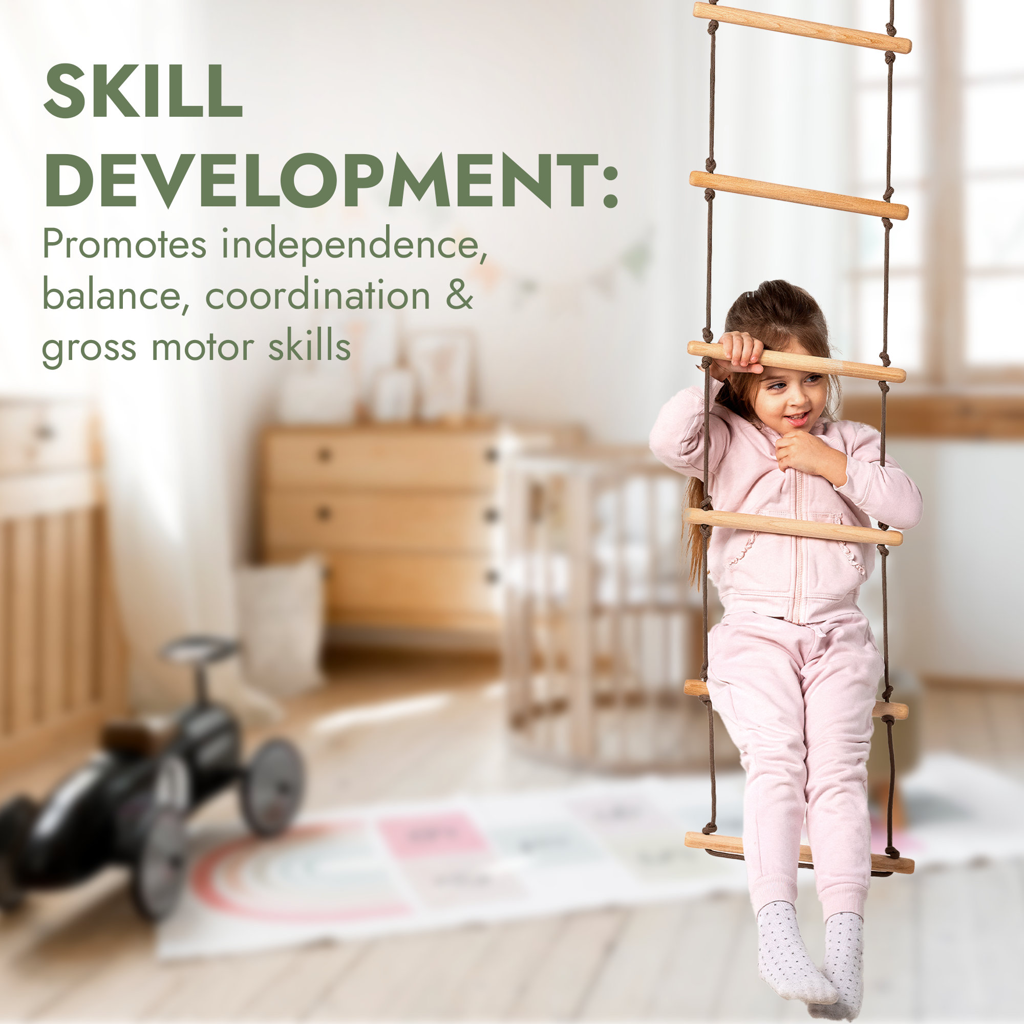 3in1 Swing Set: Disc rope swing + Gymnastic rings + Rope ladder