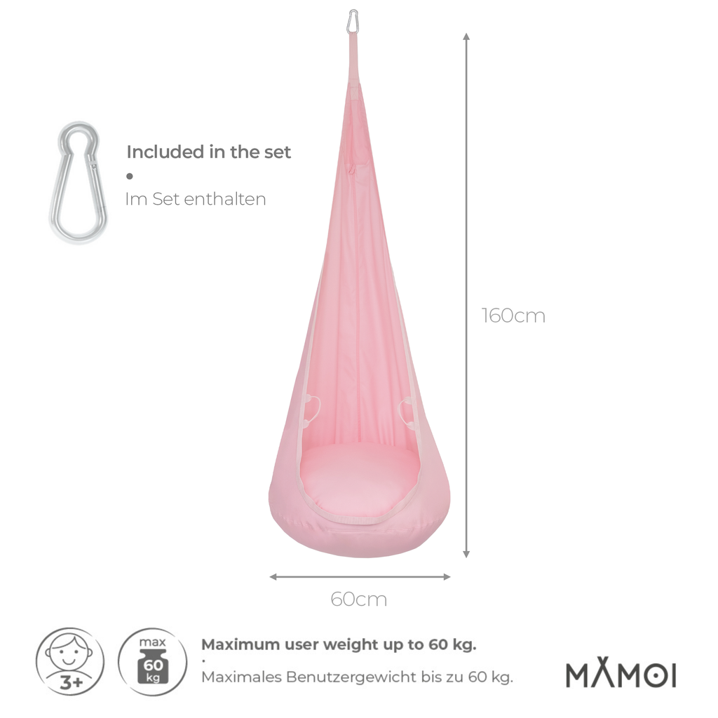 MAMOI® hanging cocoon, therapy swing, sensory swing, indoor fabric swing, hanging seat, cocoon hammock