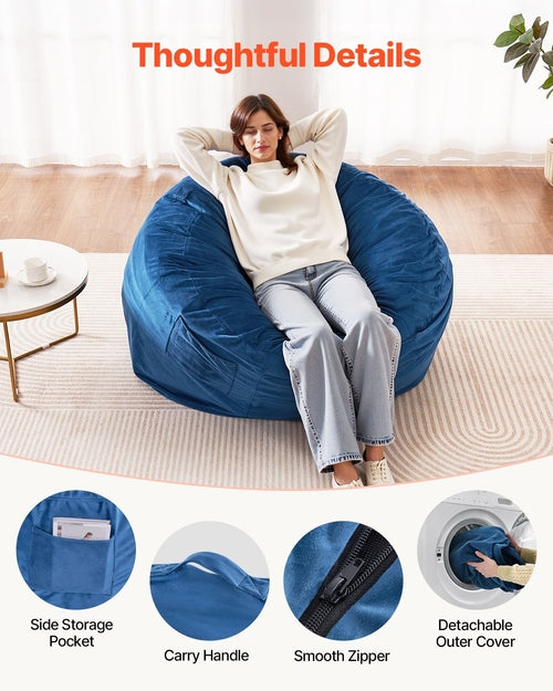 Bean Bag Chair, Round BeanBag Chair with Removable & Washable Cover