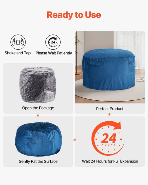 Bean Bag Chair, Round BeanBag Chair with Removable & Washable Cover